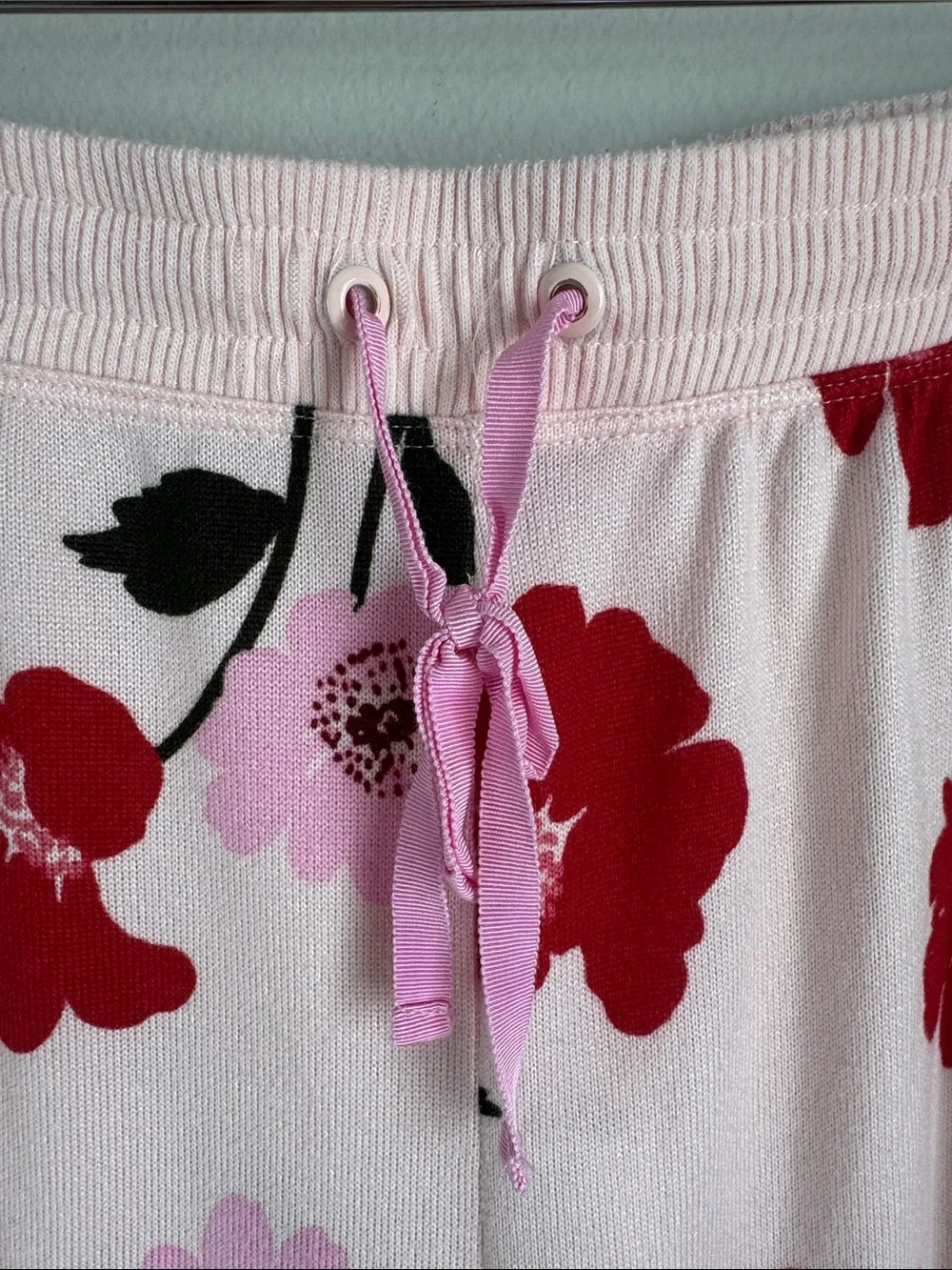 Kate Spade New York Floral Pajama Lounge Set Pink Red Print Women’s Large